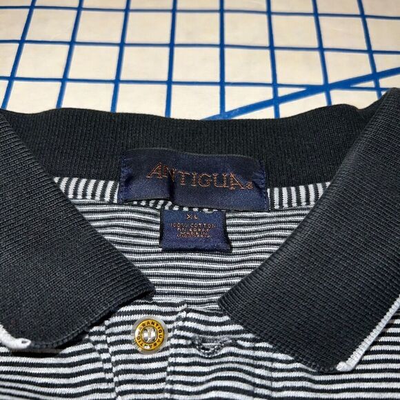 Colorado Rockies Striped Polo Shirt Size XL Antigua Short Sleeve Chest Logo - Picture 5 of 6